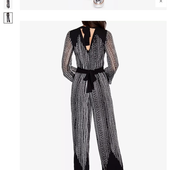 Jumpsuit Rachel Rachel Roy size 0, black and white FUN silhouette flare - Picture 2 of 5